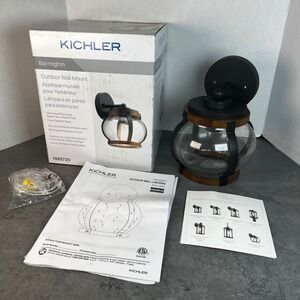 Kichler Barrington Outdoor Wall Mount Lantern Distressed Black Faux Wood 1085720